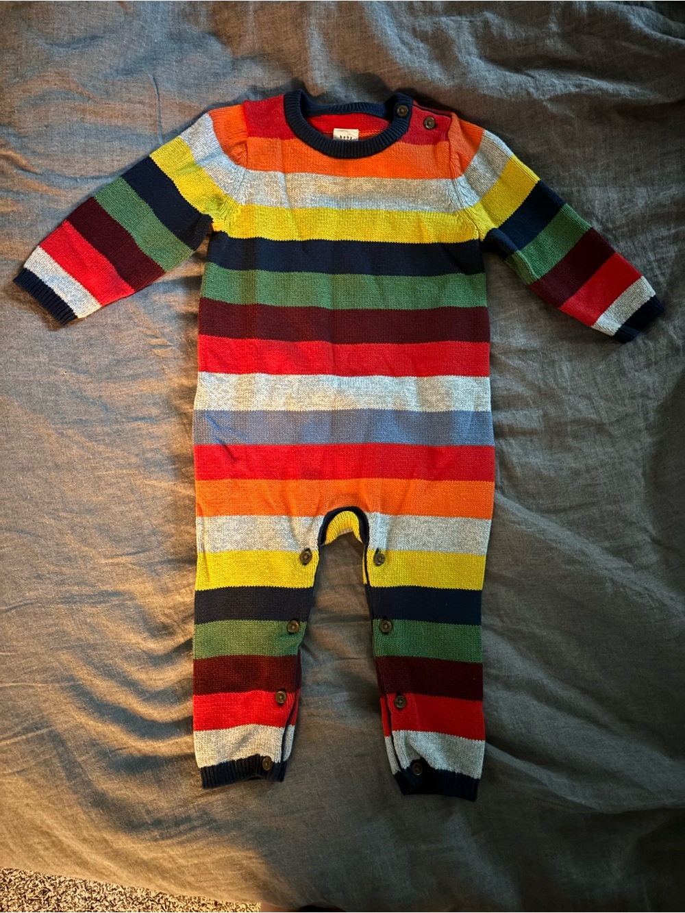 Striped Multicolor Knit One-Piece for Kids